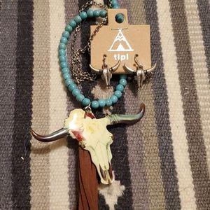 Tipi Native American earring and necklace set